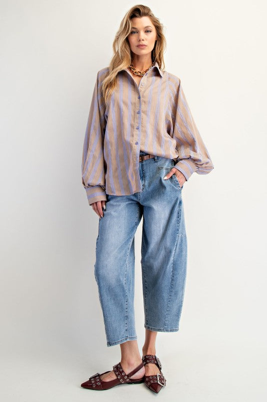 Yarn Dye Stripe Button Down Shirt
