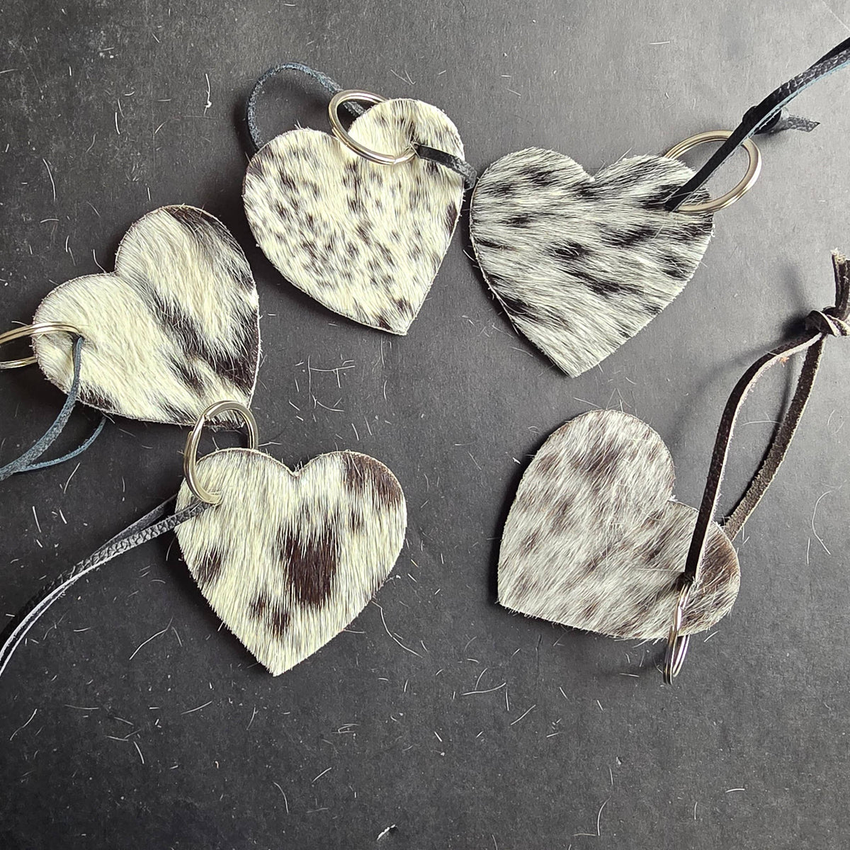 Cowhide Heart Keychain – Genuine Hair-On Cowhide