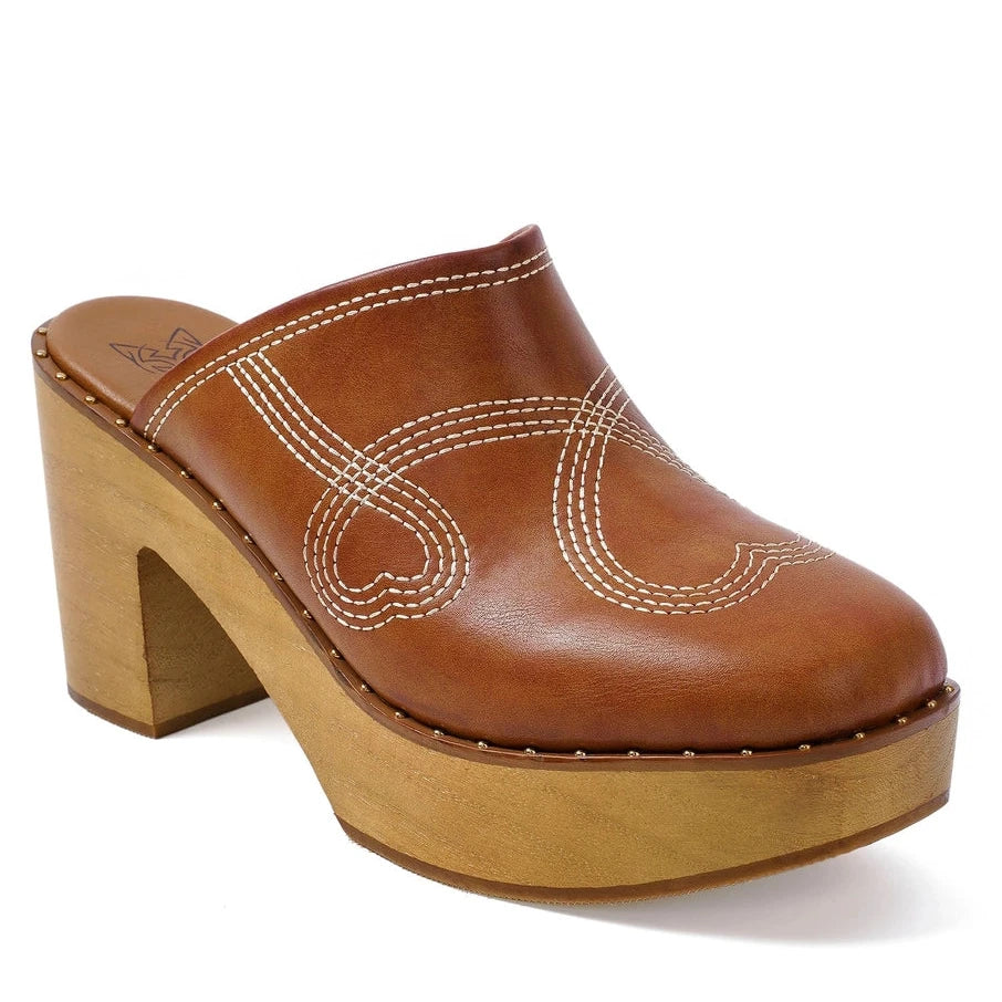Retro Chic Wooden Platform Clogs