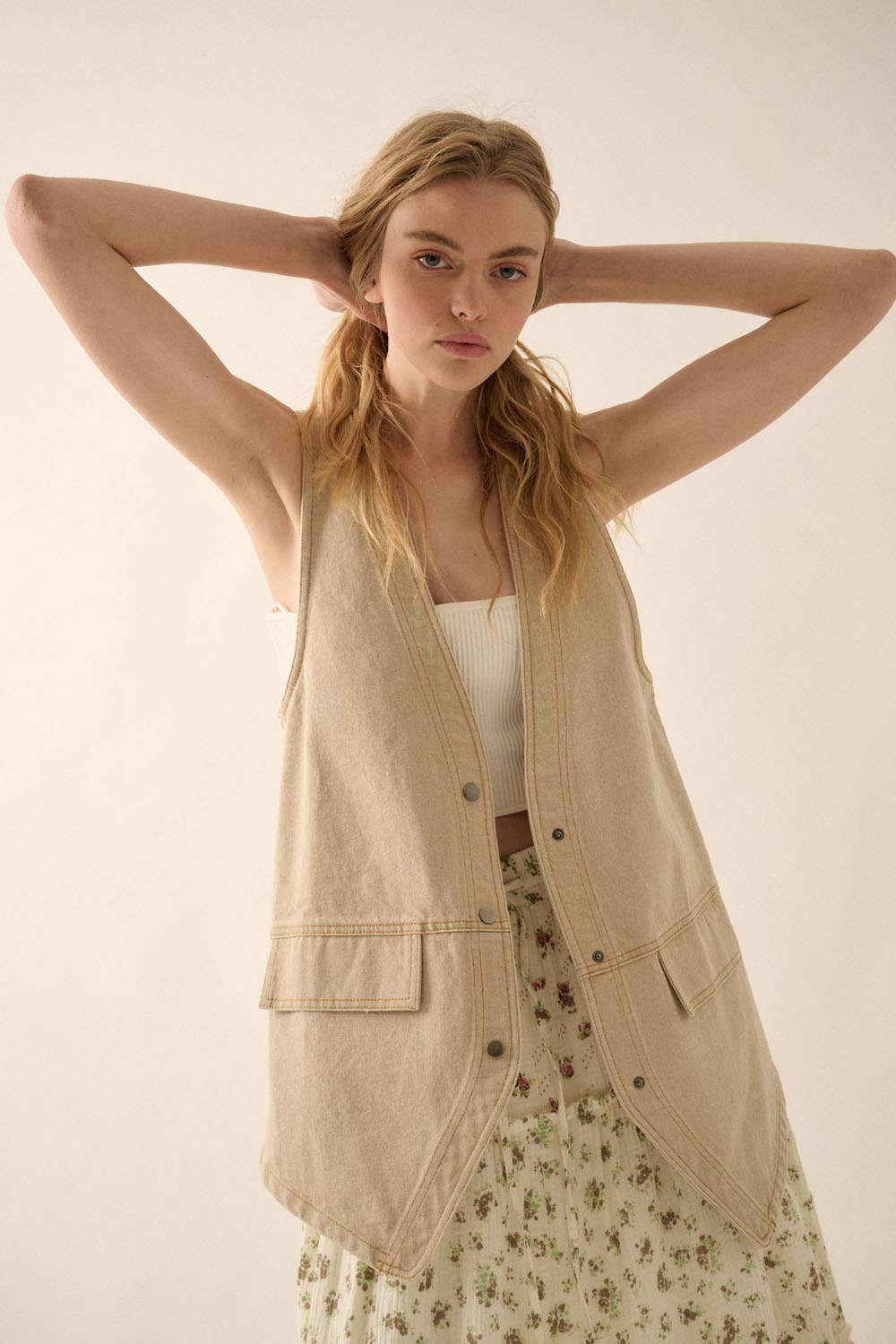 Denim Snap-Front Vest