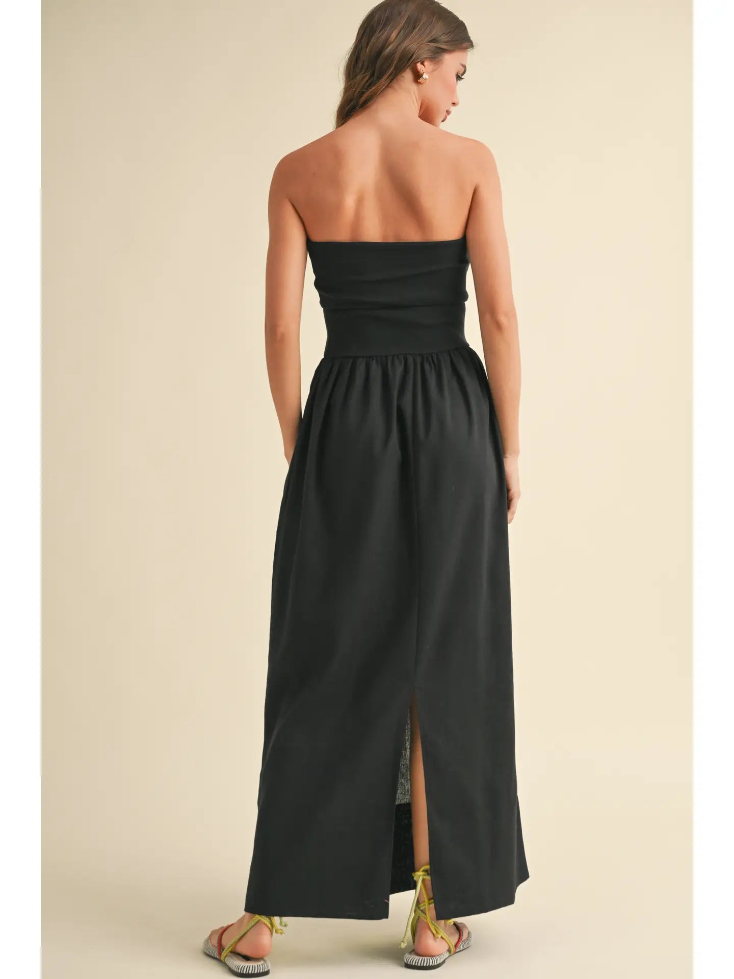 Linen with Ribbed Knitted Top Combo Dress