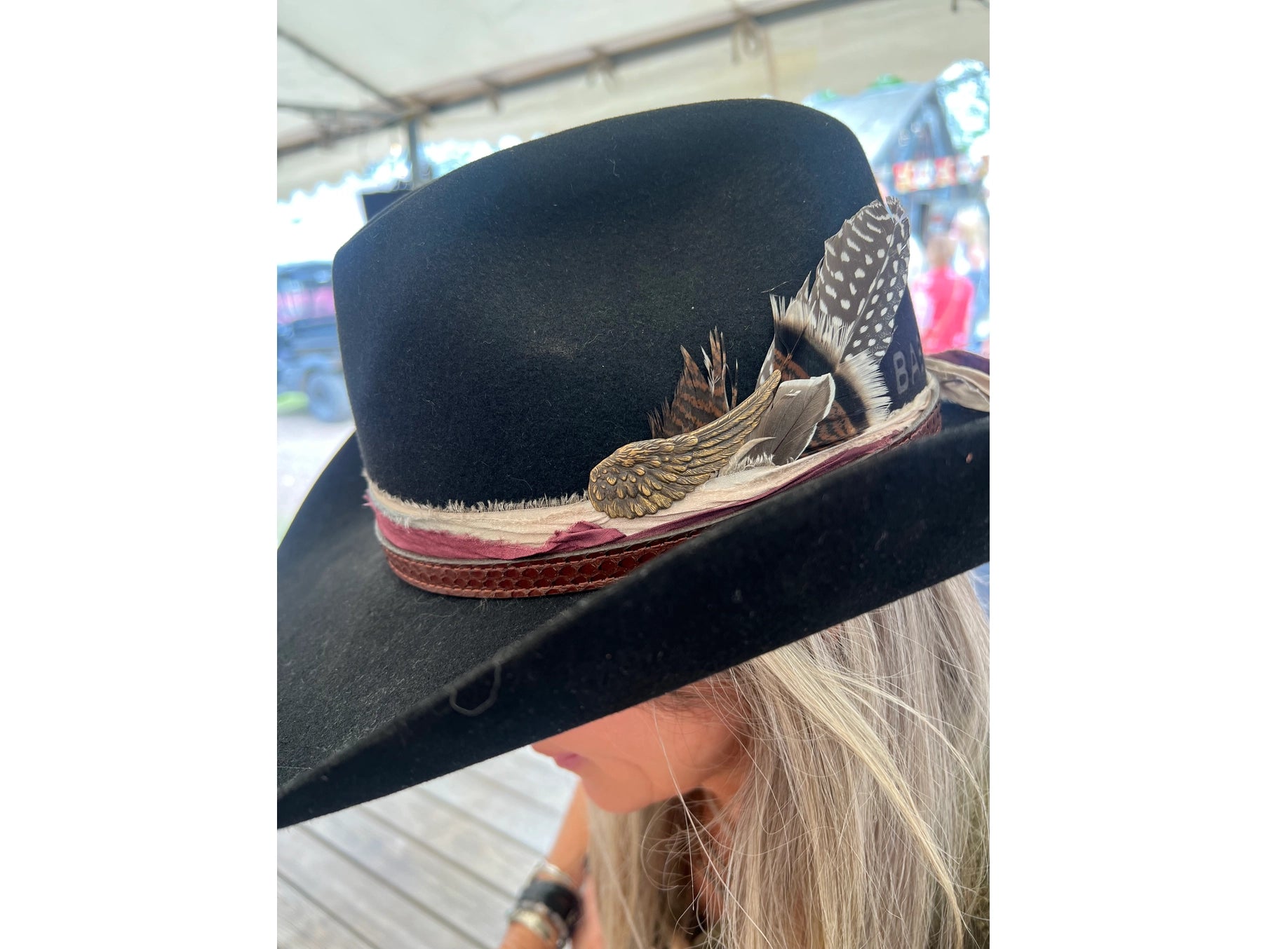 Aged Brass Patina Feather Wing Hat Pin
