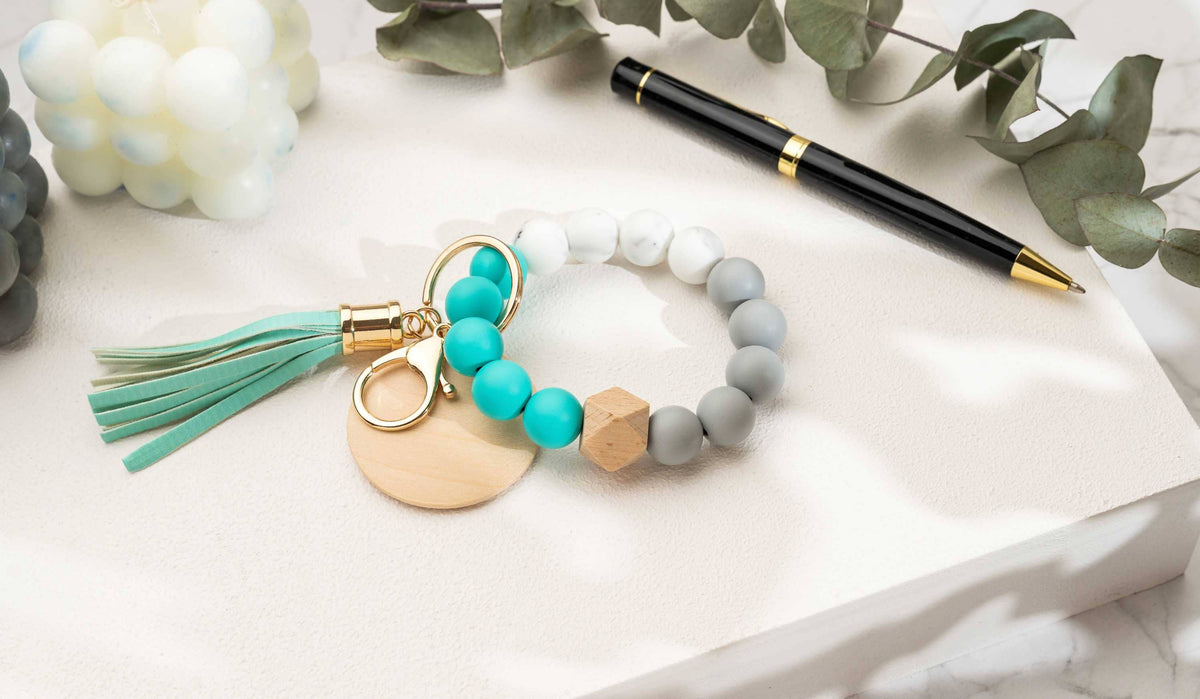 Keychain With Wristlet Bangle Bracelet, Keyring Bangle