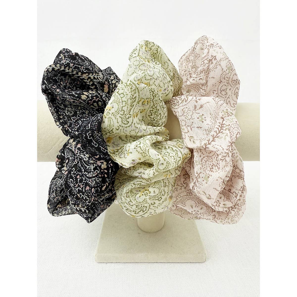 Elegant Paisley Soft Tone Chiffon Scrunchies
