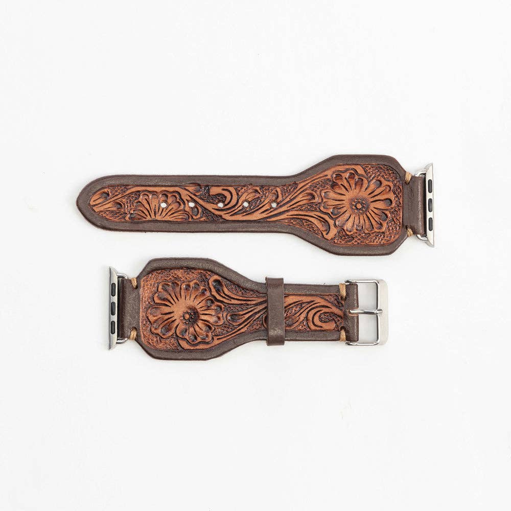 Handtooled Leather Watch Band