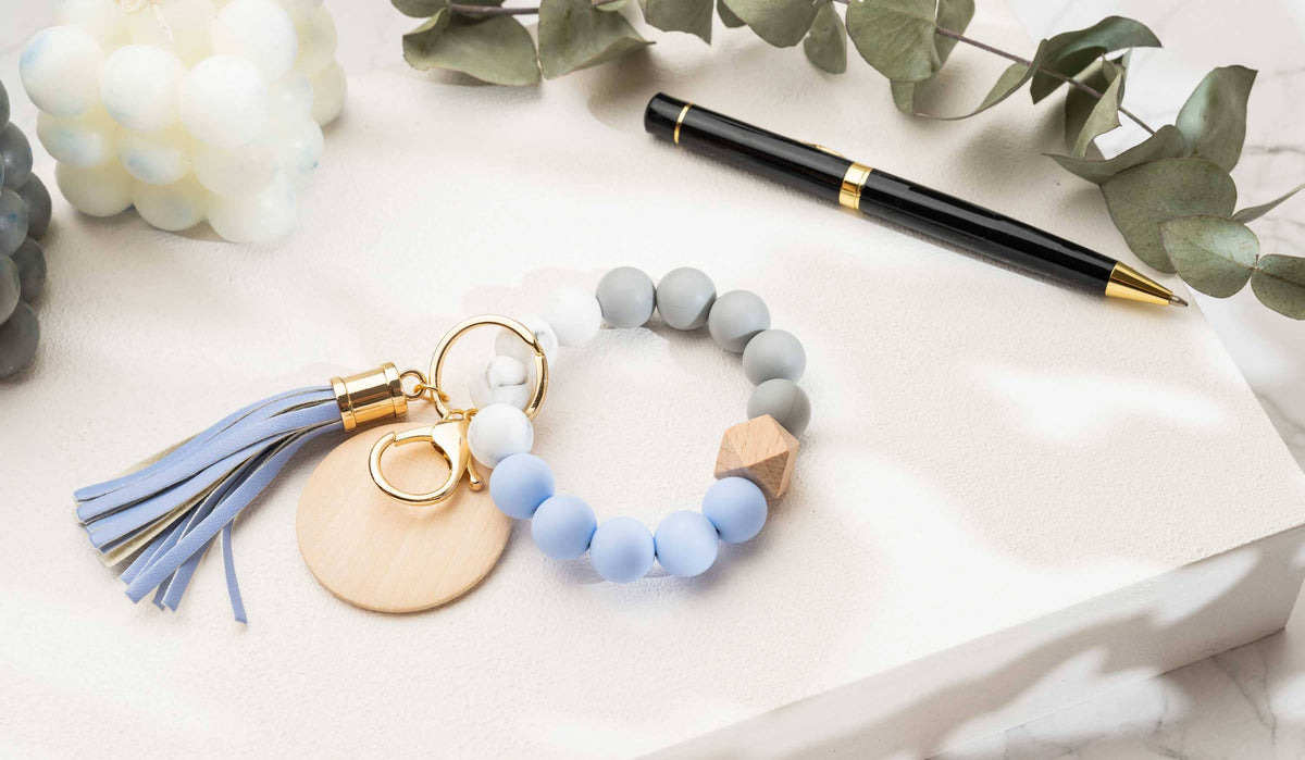 Keychain With Wristlet Bangle Bracelet, Keyring Bangle