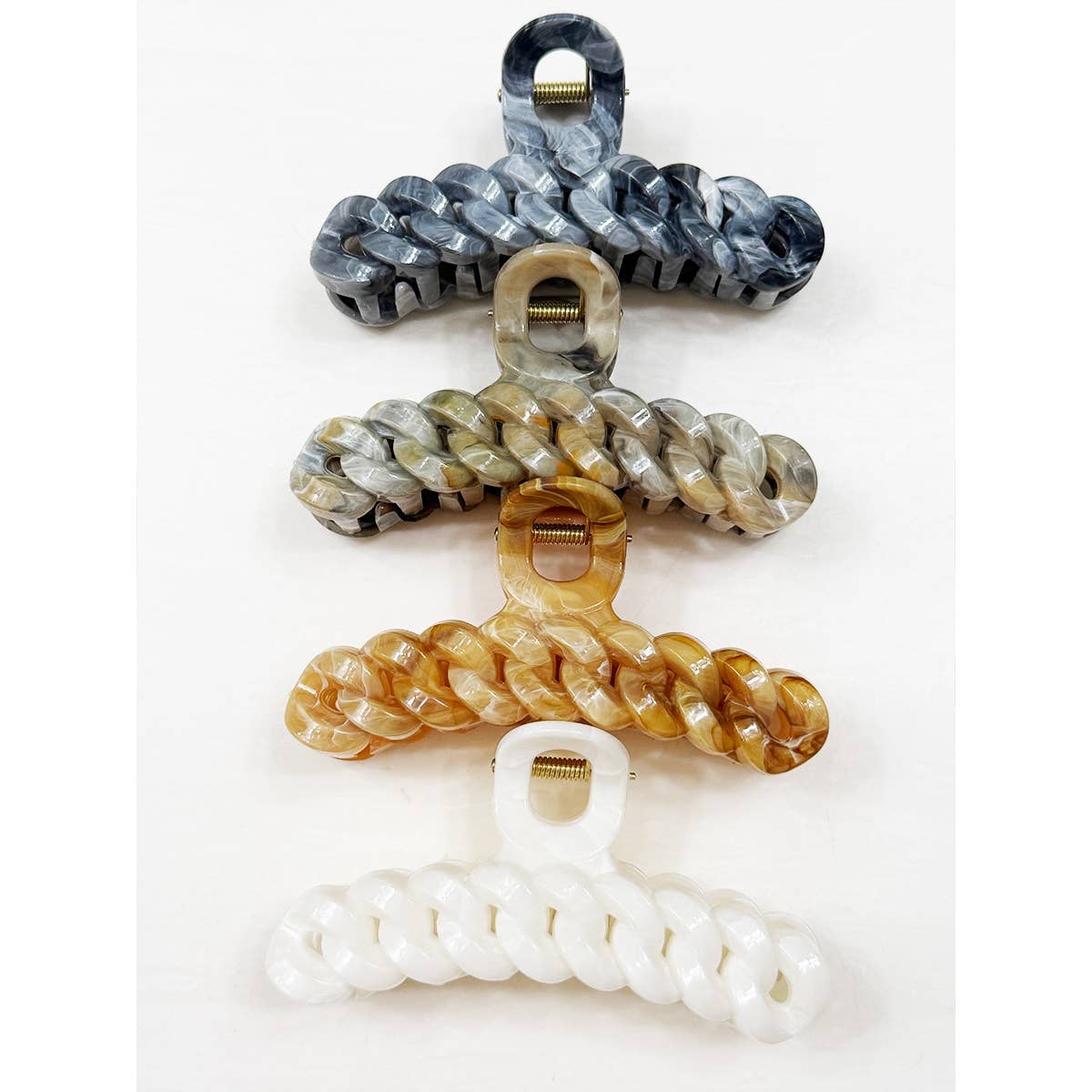 Neutral Tone Marble Chain Pattern Hair Claw Clip