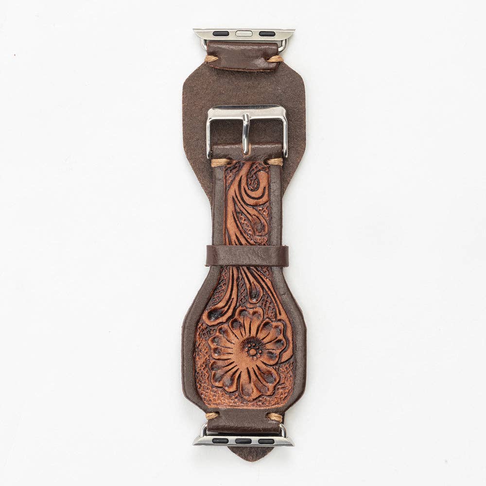 Handtooled Leather Watch Band