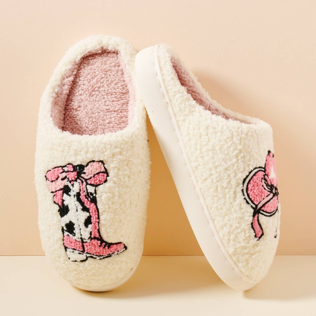 Cow Girl Fuzzy Fleece Soft Slipper