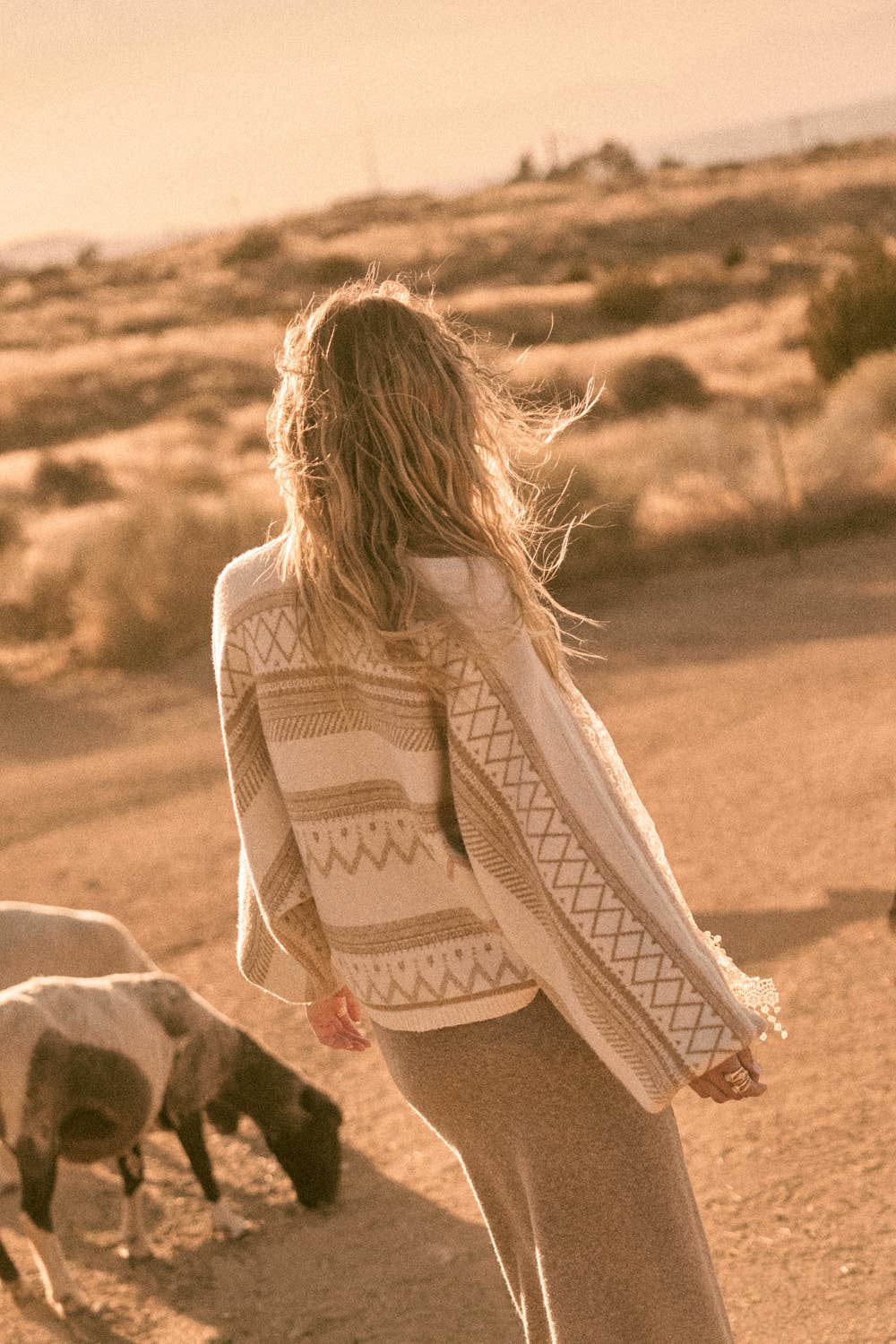 Fair Isle Jacquard-Knit Dolman Bubble-Sleeve Sweater