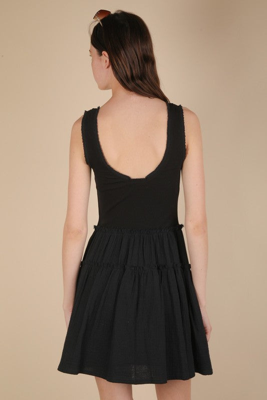 Jersey Low Waist Ruffled Mini Dress