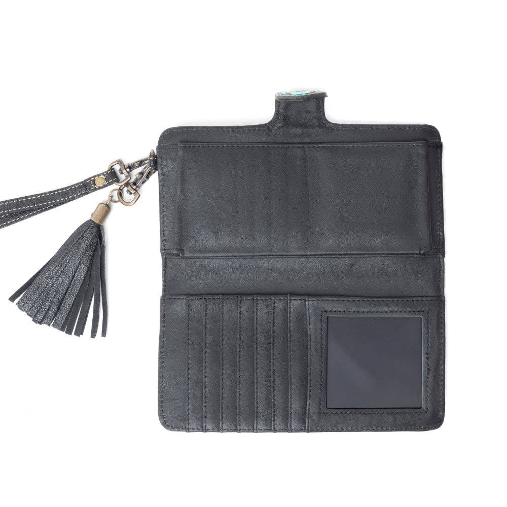 Western Swing Hand-Tooled Wristlet Wallet