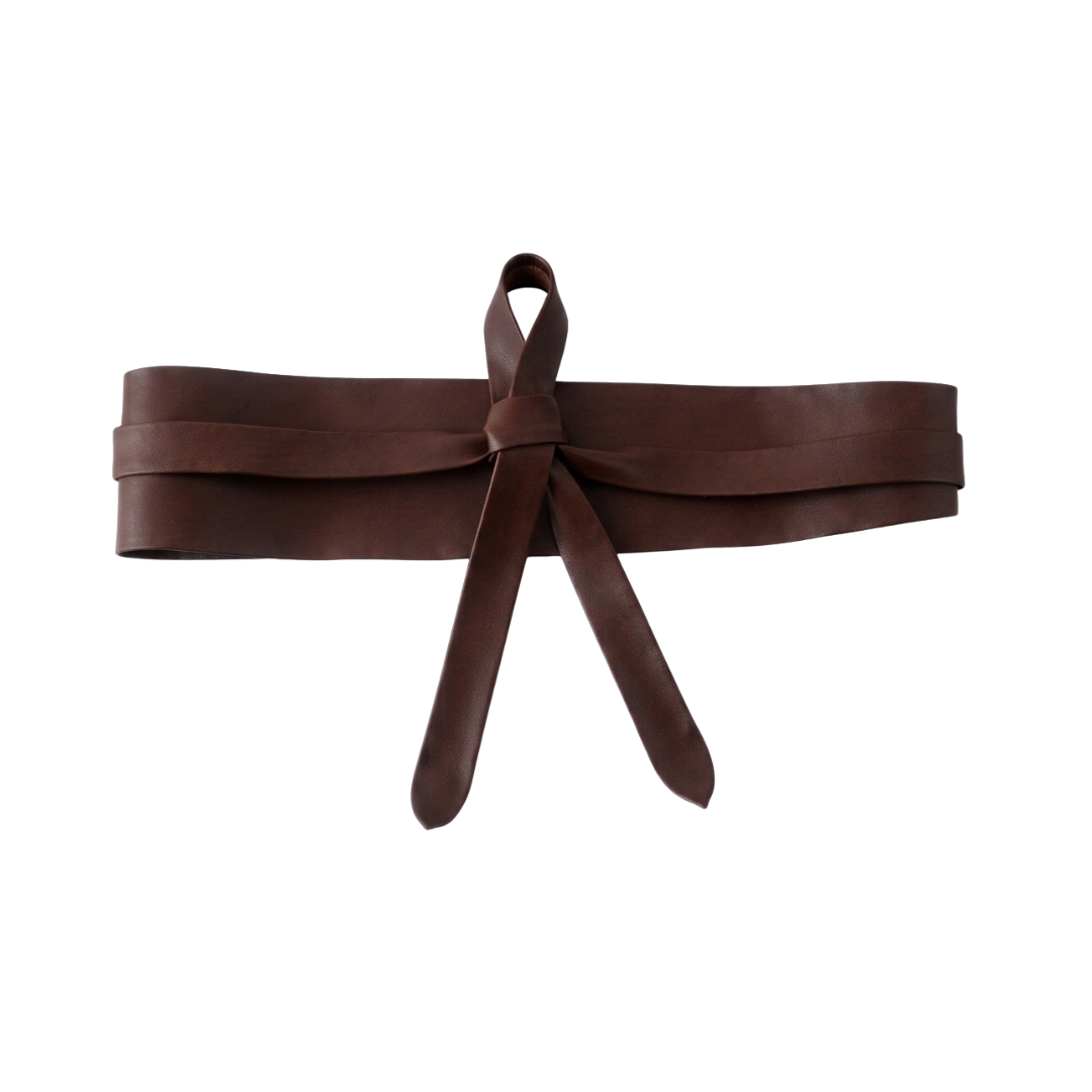 Obi Wrap Genuine Leather Belt｜Wide Tie-On Waist Cincher