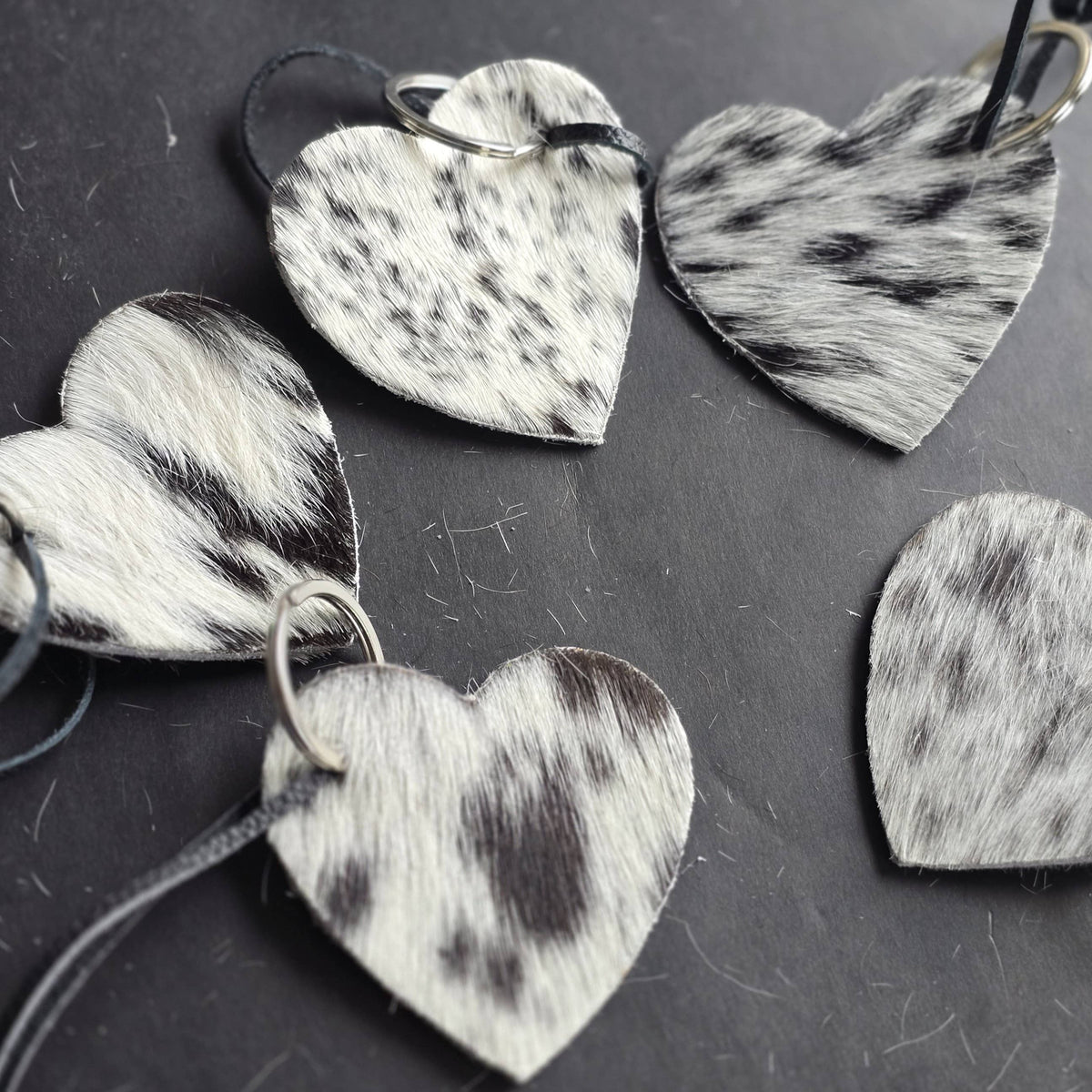 Cowhide Heart Keychain – Genuine Hair-On Cowhide