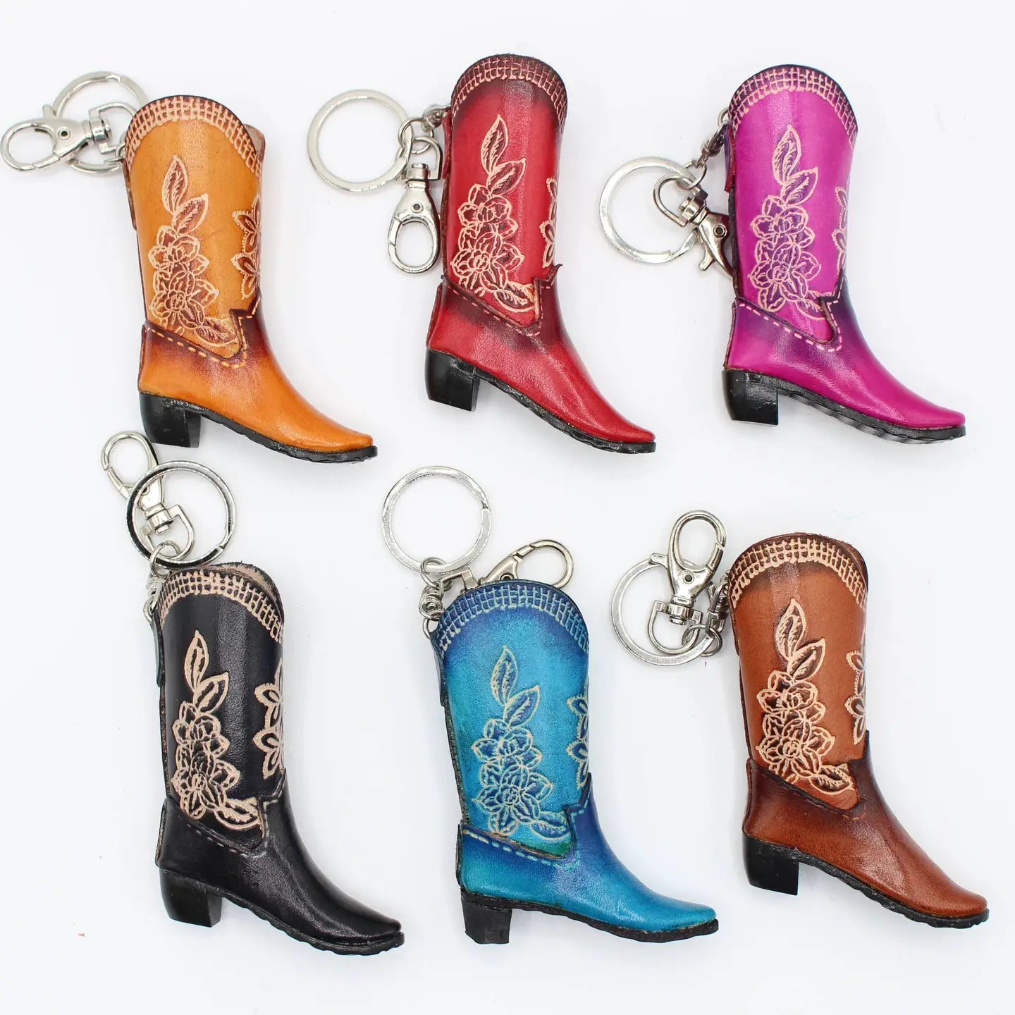 Handmade Leather Cowboy Boot Keychain