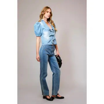 Western Denim Tie Top