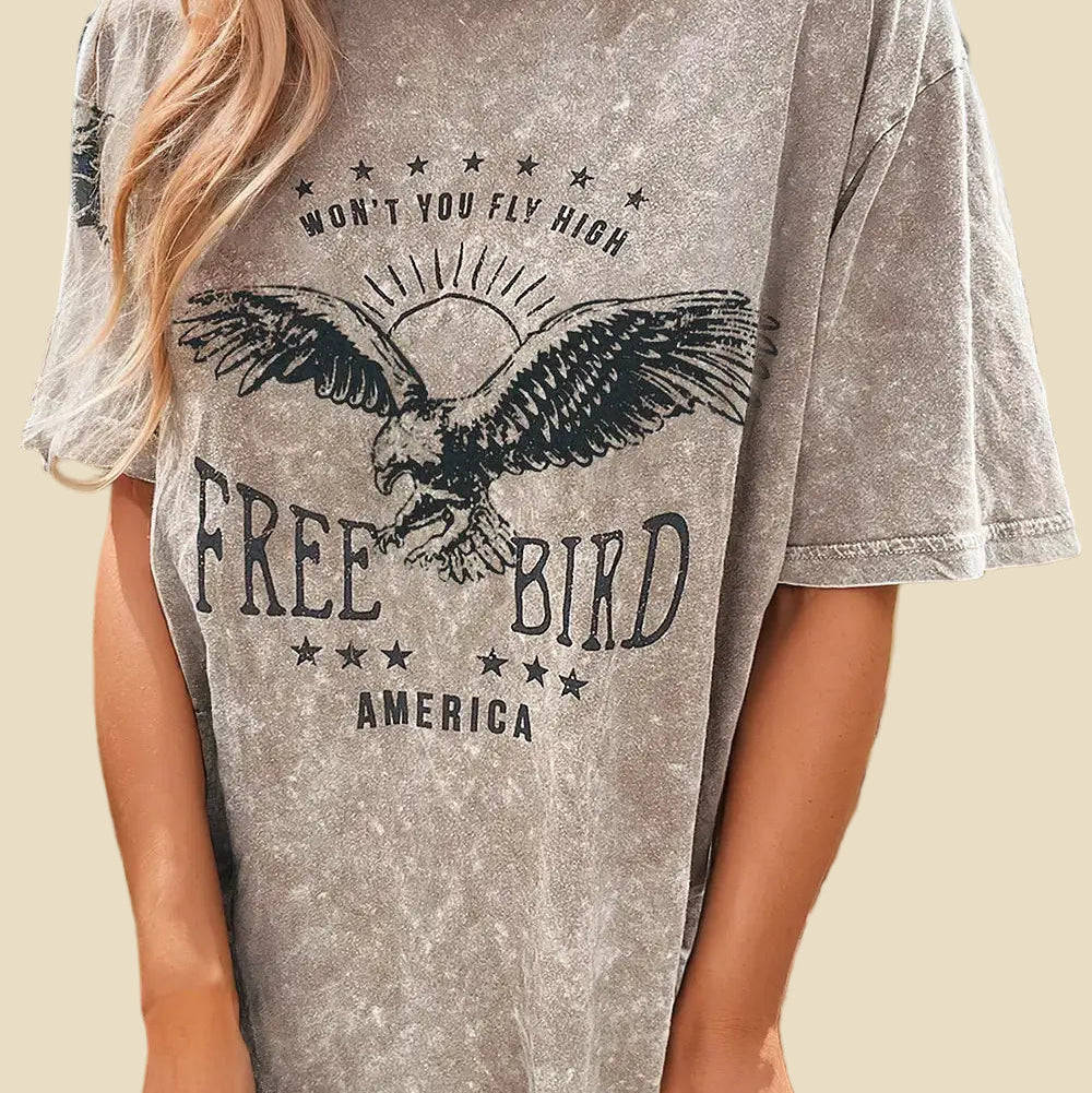 America Free Bird Vintage Mineral Washed Tee