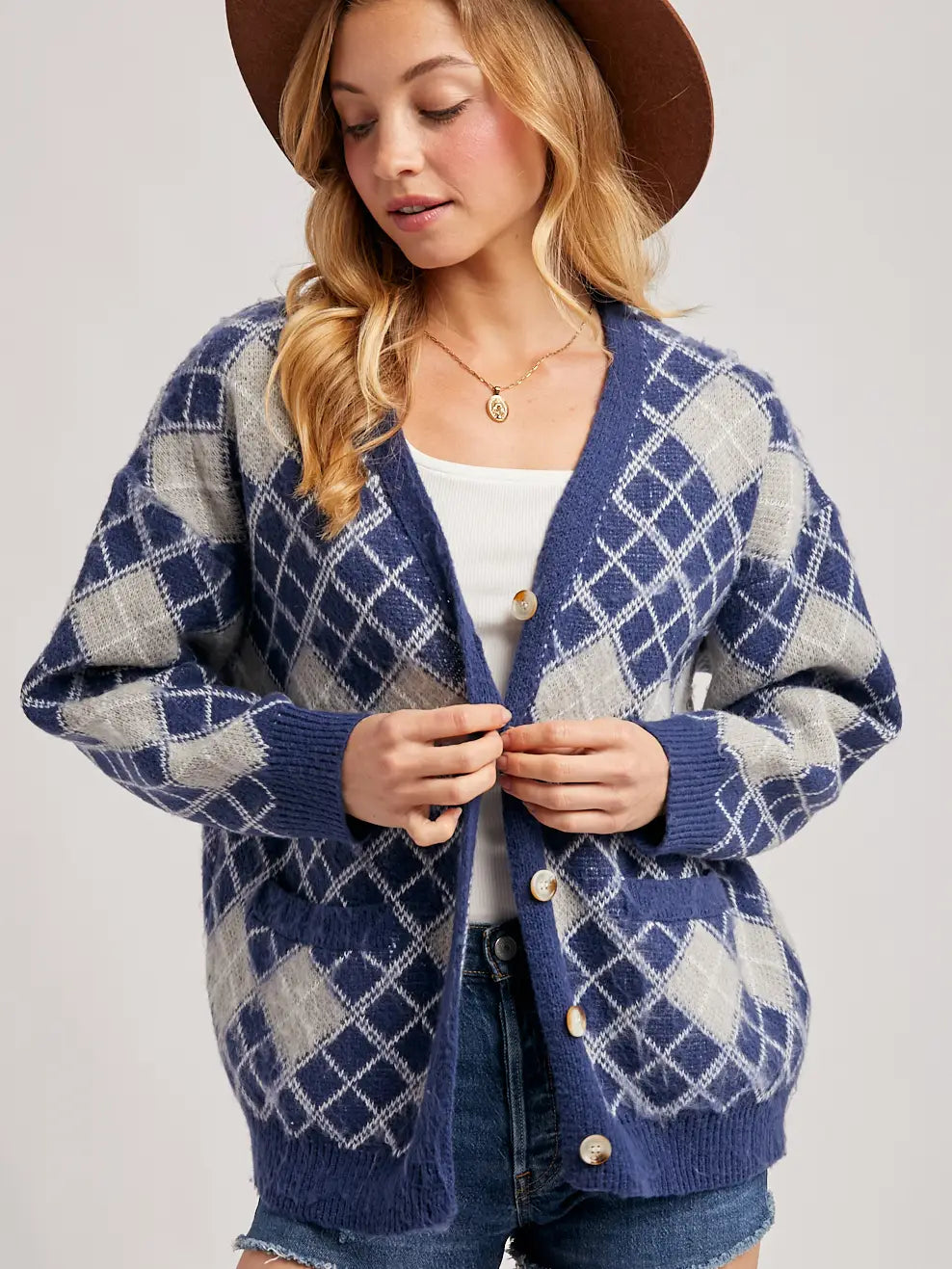 Argyle Button Down Cardigan