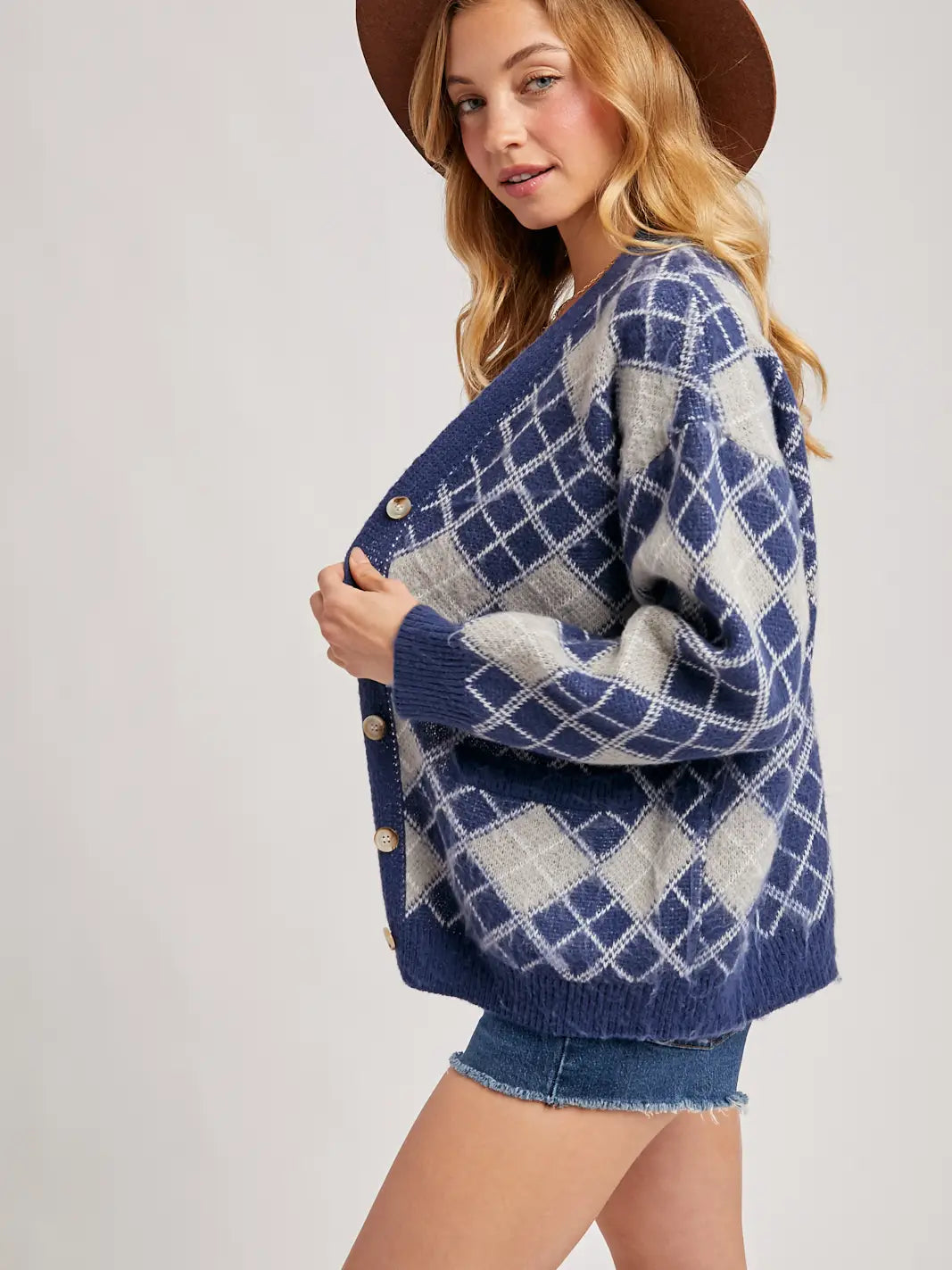 Argyle Button Down Cardigan