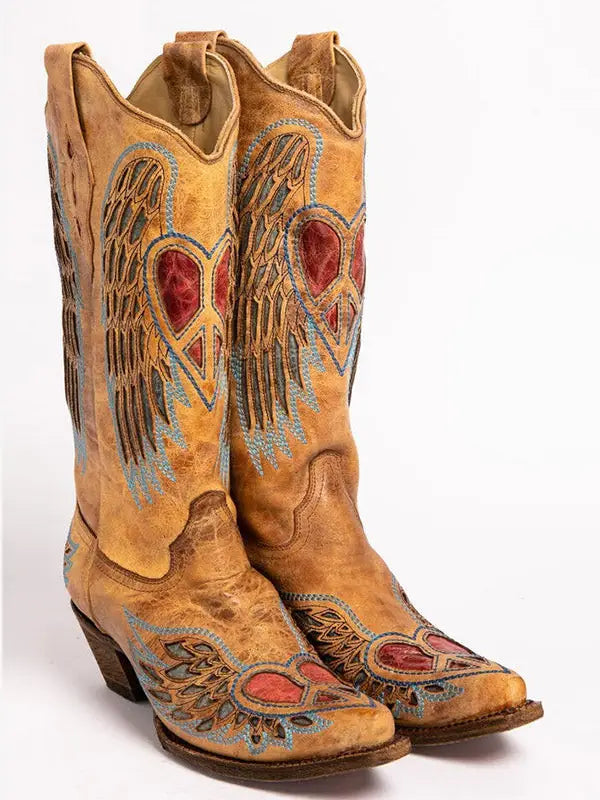 Bohemia Floral Zipper Knee Boots