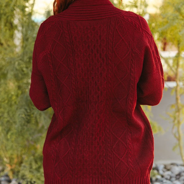 Cable Knit Concho Button Down Sweater
