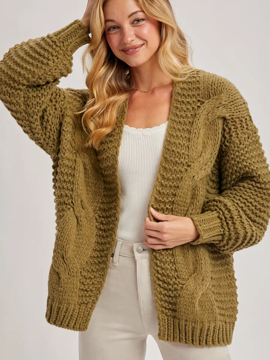 Open Front Cardigan with Batwing Sleeves
