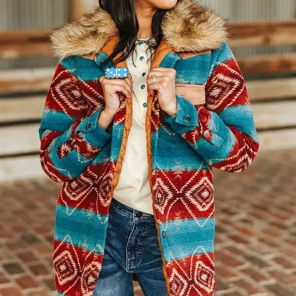 Jade Aztec Quilted Sweater