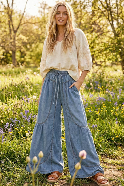 Wide Leg Tencel Denim Pants | Boho-Chic Boutique Style