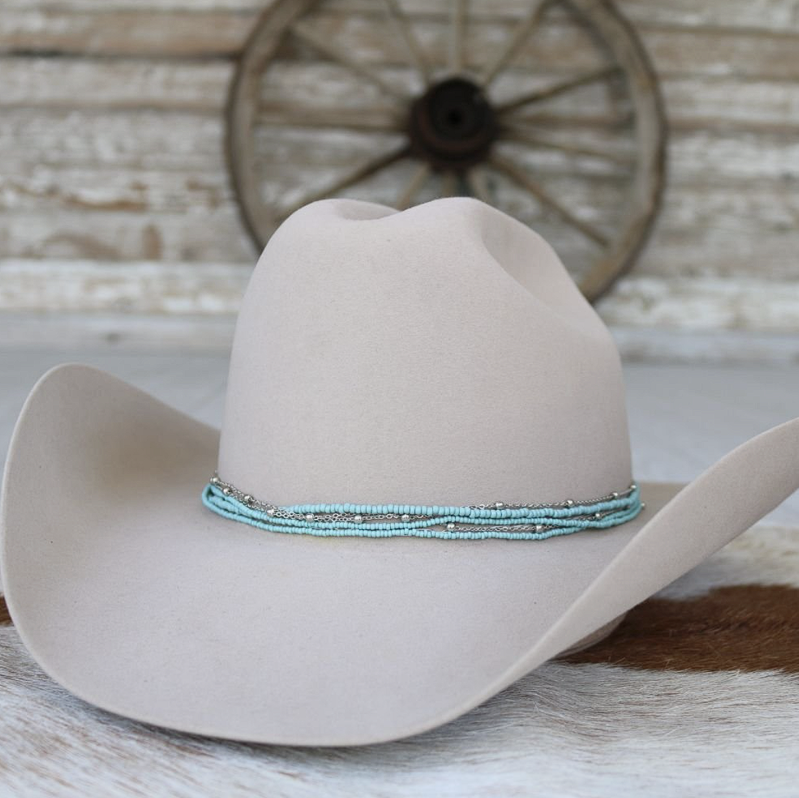 Dusty Blue Multi-Strand Beaded Hat Band
