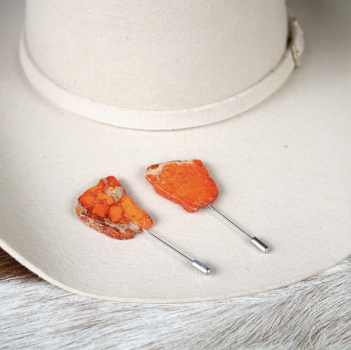 Orange Stone Hat Stick Pin