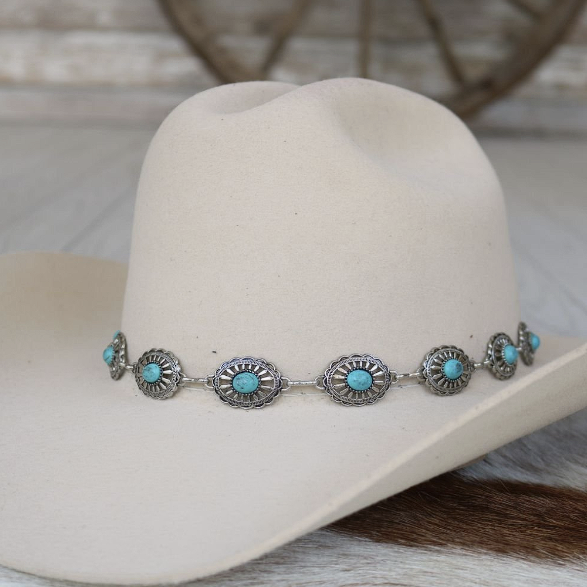 Silver Concho Hat Band - Palomino