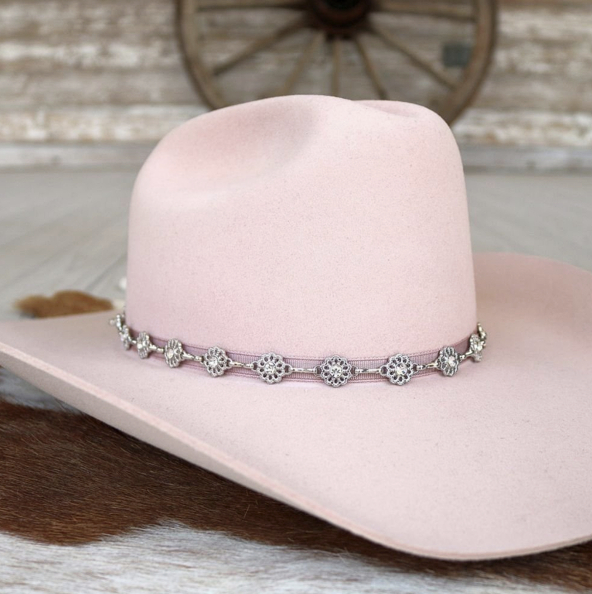 Silver Dainty Wildflower Chain Hat Band