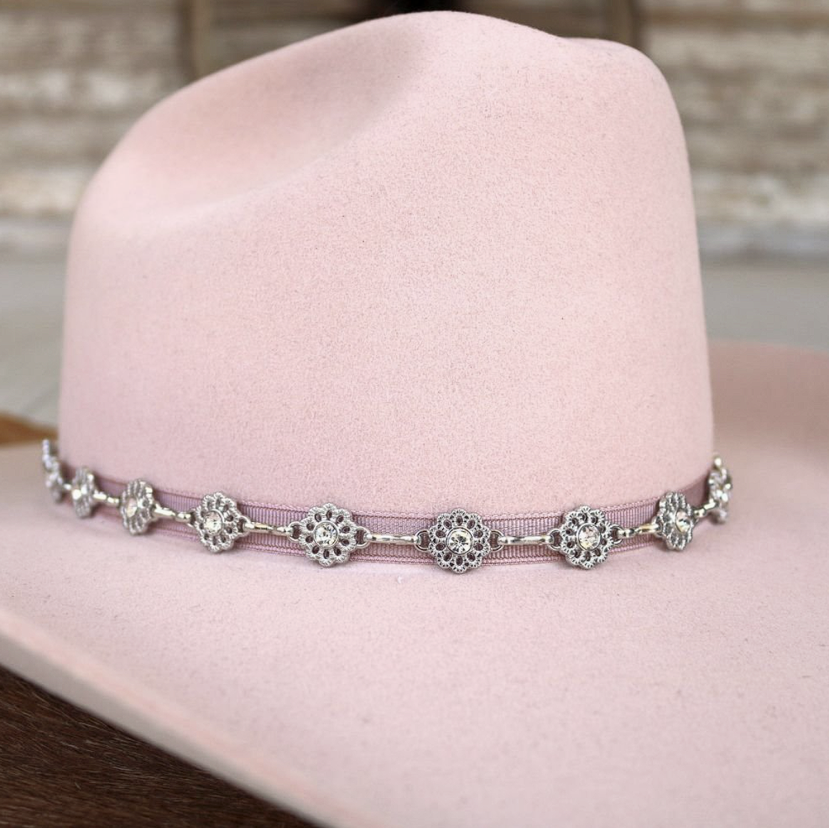 Silver Dainty Wildflower Chain Hat Band