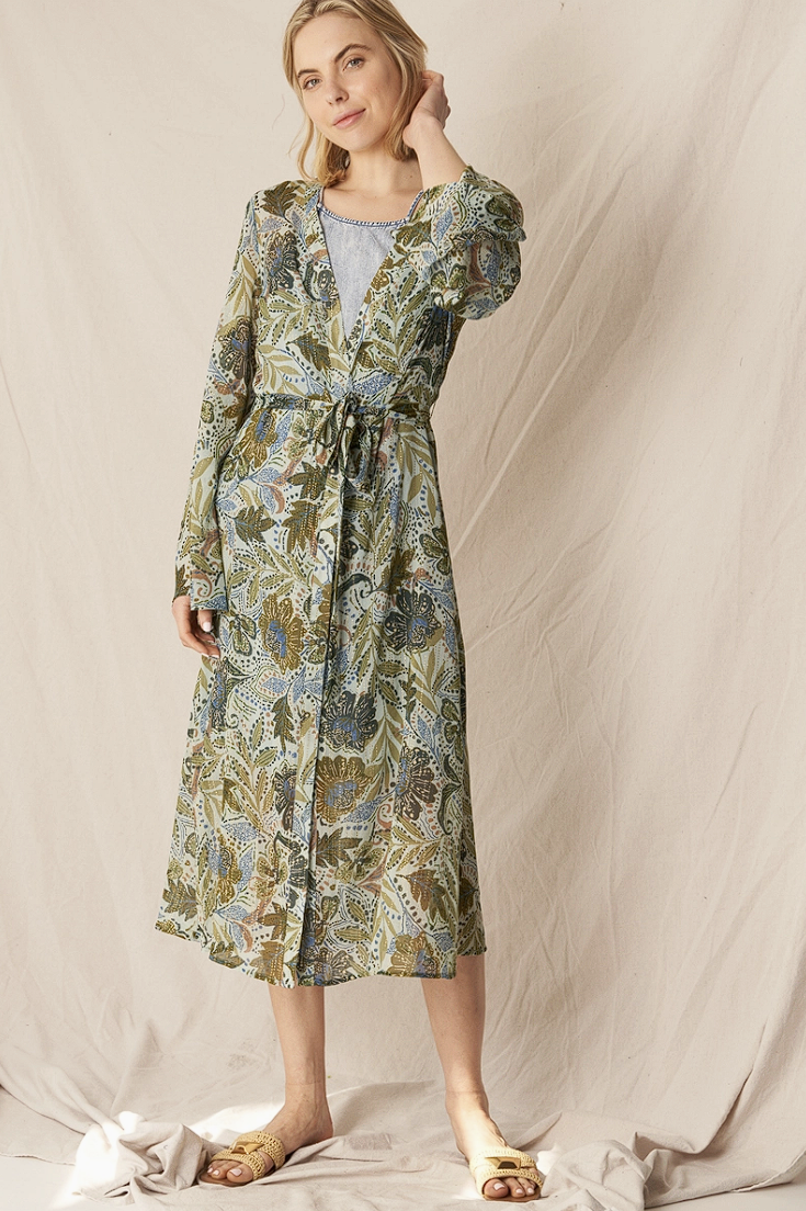 Printed Midi Kimono Robe