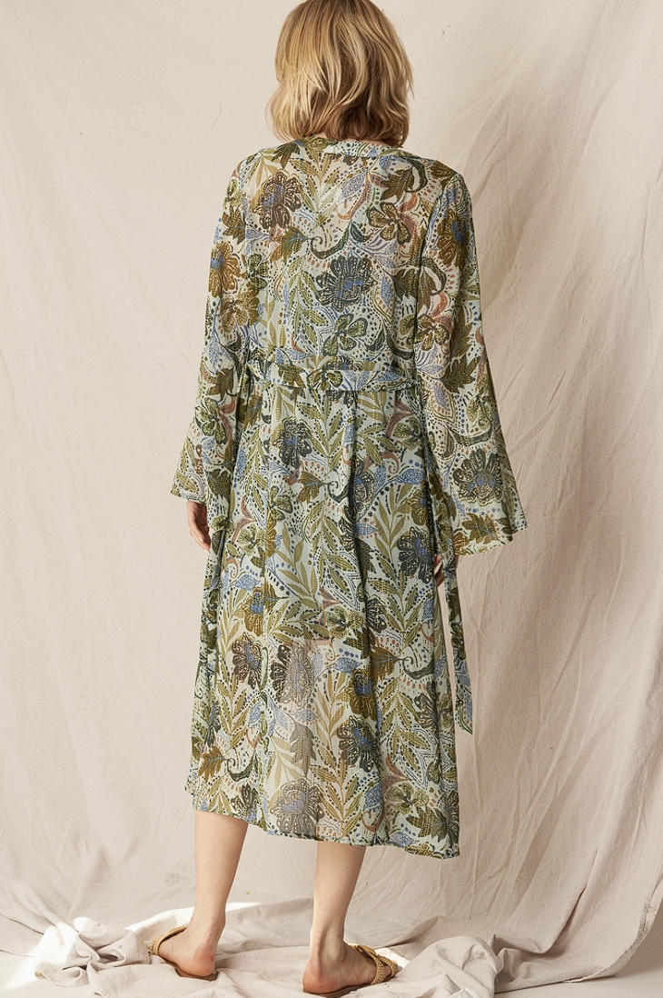 Printed Midi Kimono Robe