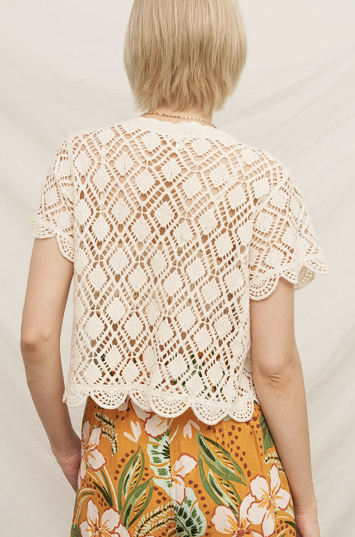 Short Sleeve Crochet Cardigan