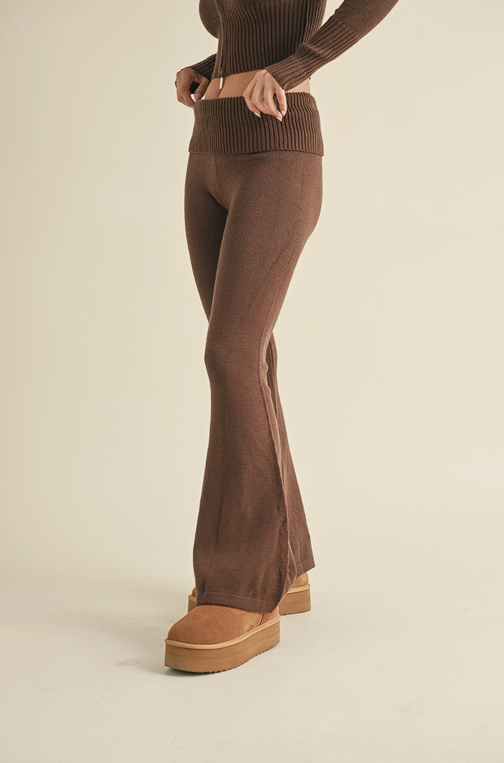 Cozy-Chic Flare Pants with Foldover Waistband