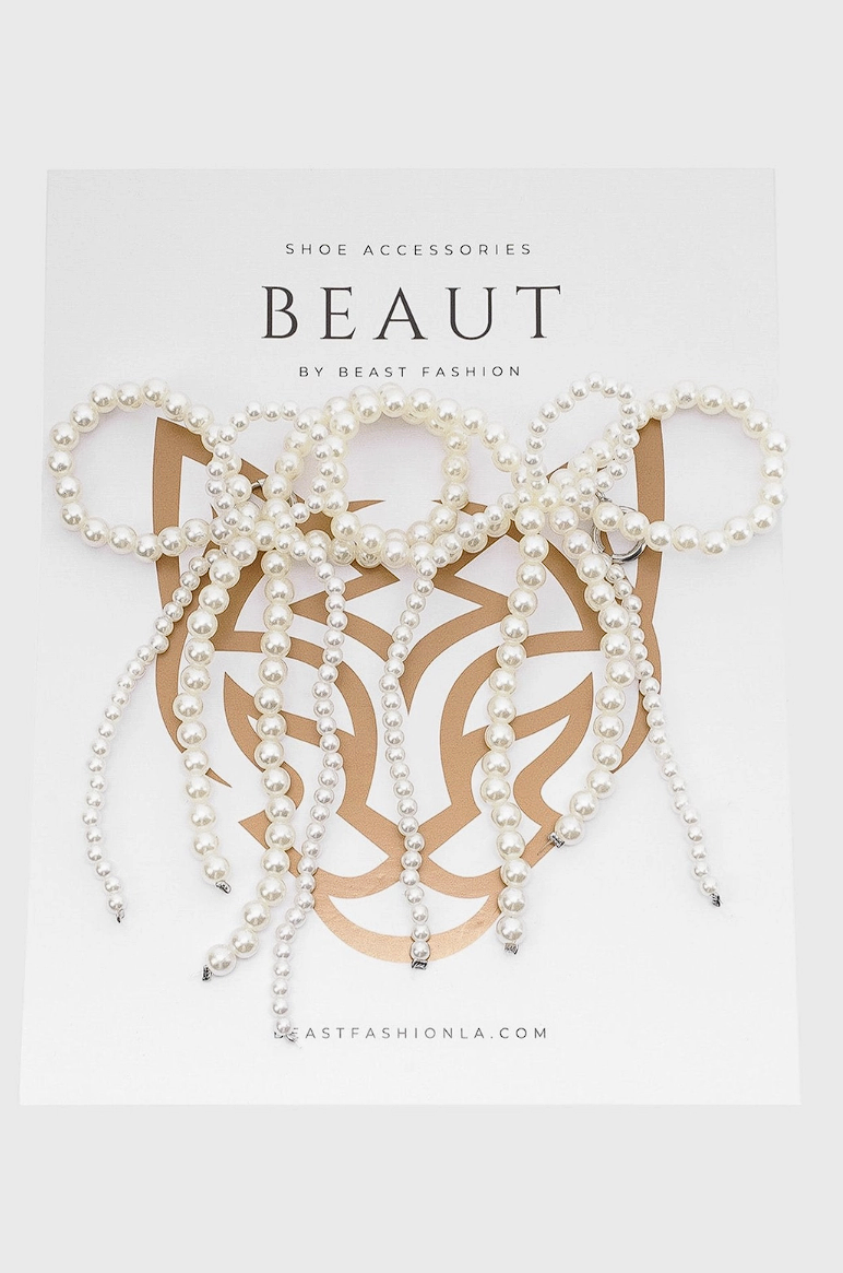 Beaded Bow Accessory - White