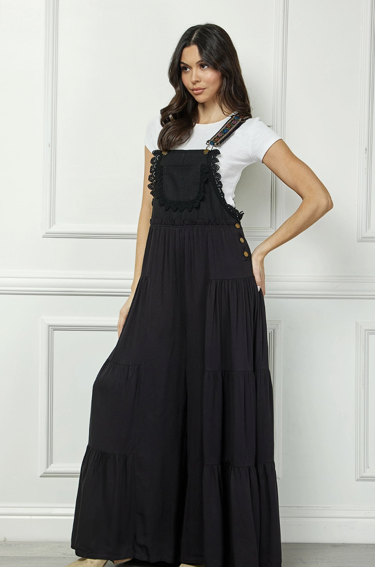 Embroidered Strap Flowy Jumpsuit