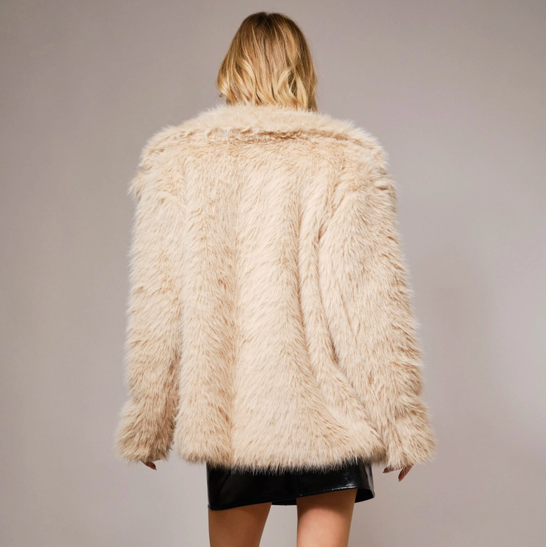 Shaggy Collared Faux Fur Coat