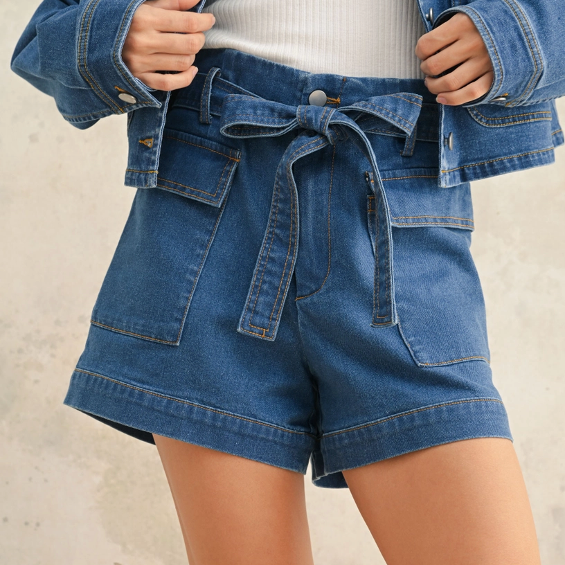 Denim Short with Self Belt