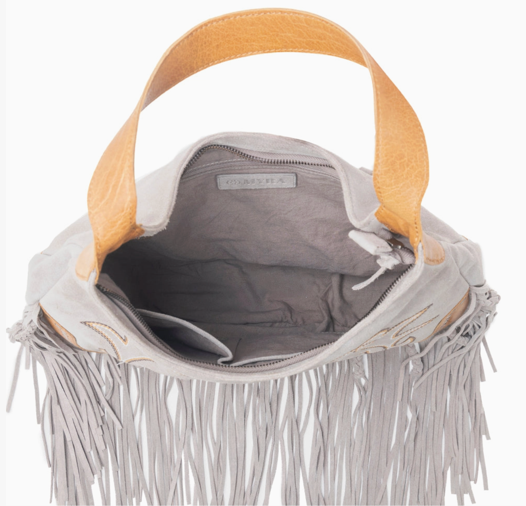 Sage Whisper Fringe Leather Bag - Pearl White