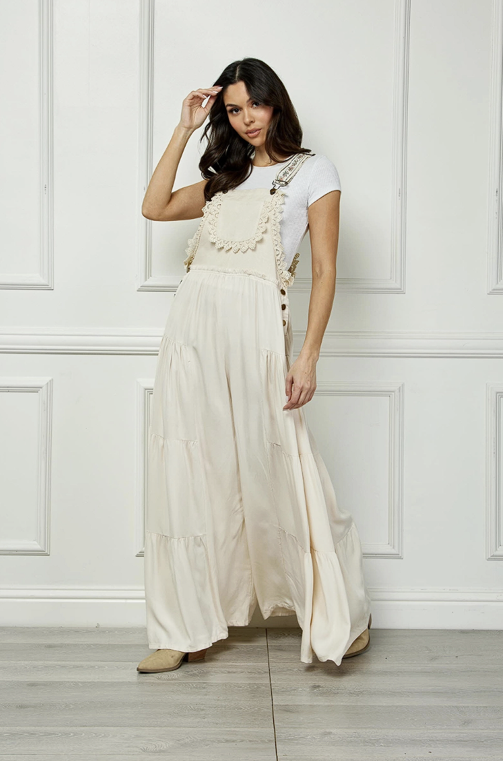 Embroidered Strap Flowy Jumpsuit