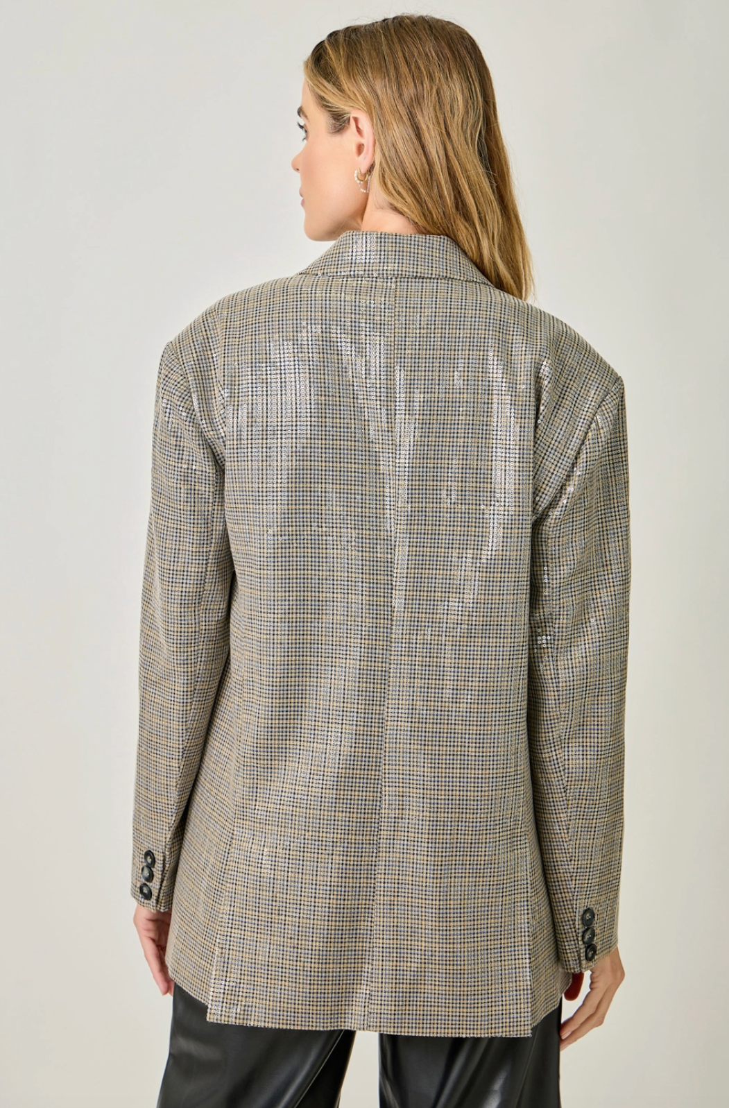 Shiny Oversized Sequin Blazer