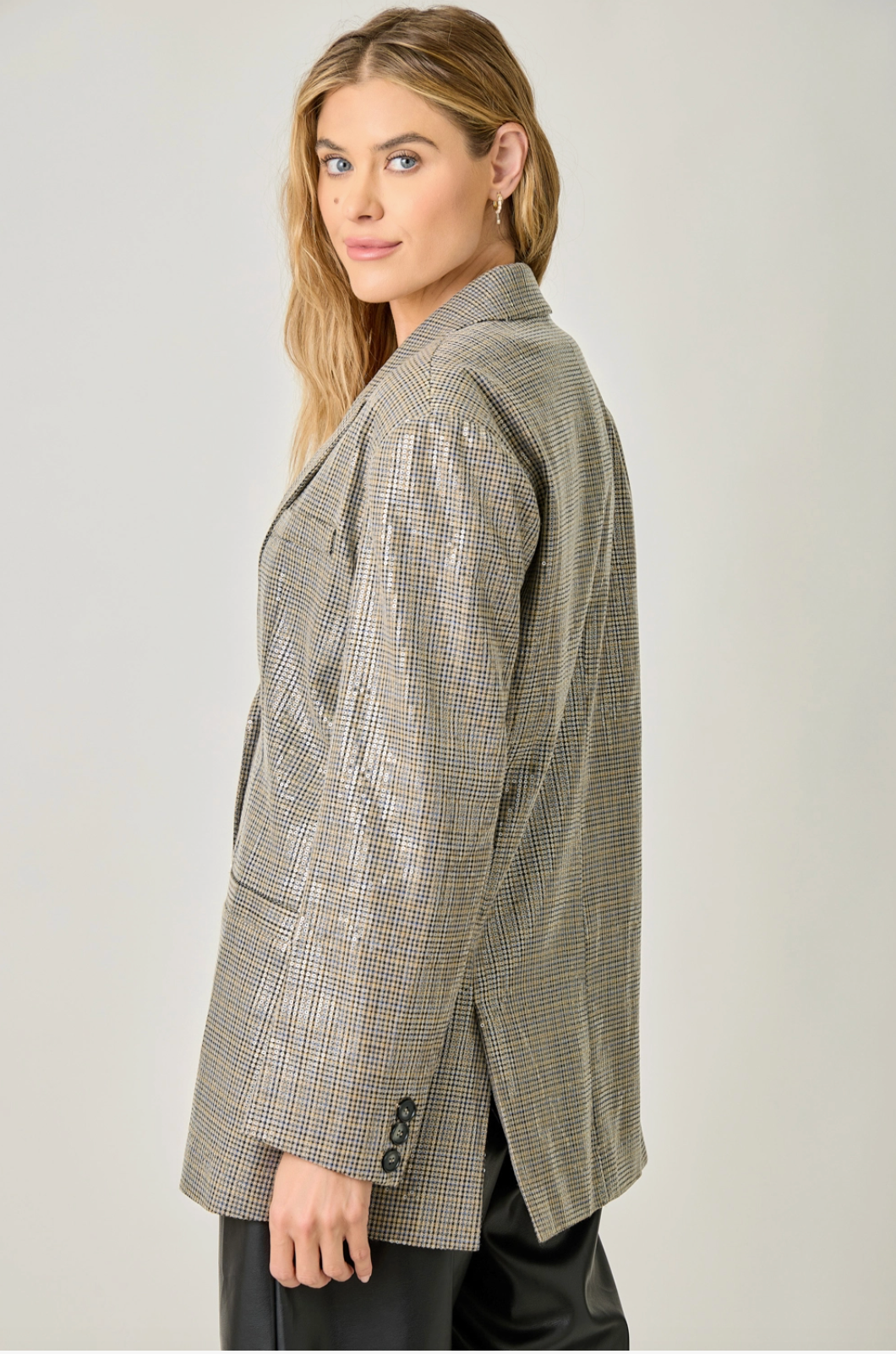Shiny Oversized Sequin Blazer