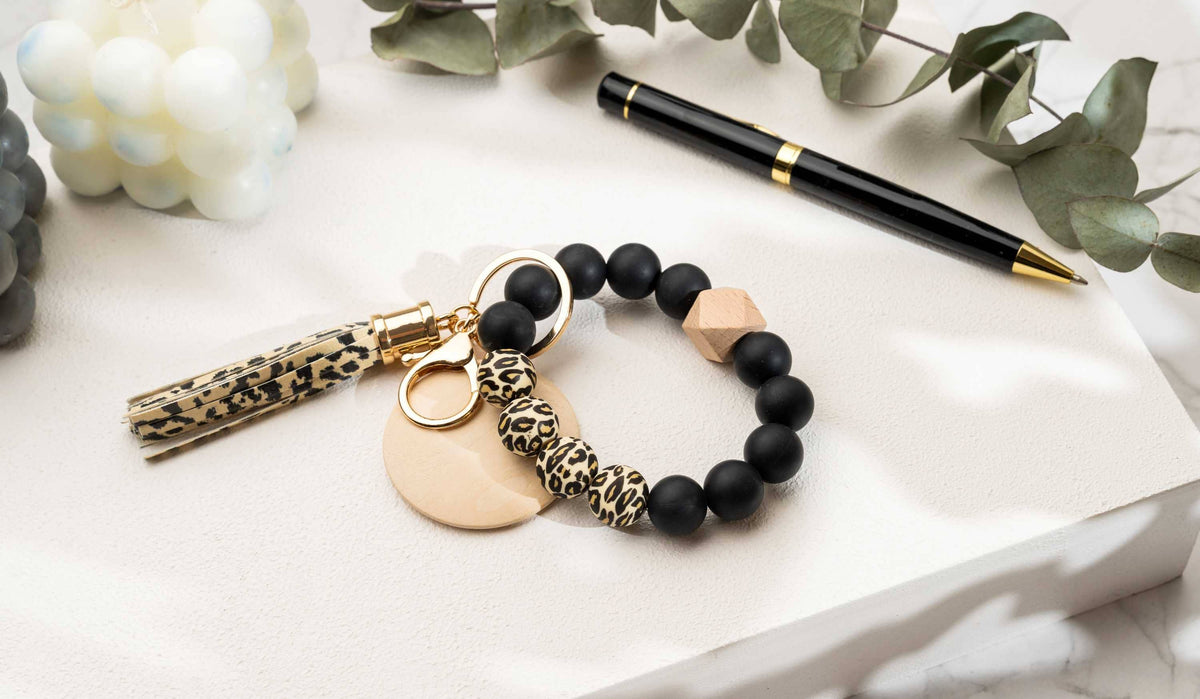 Keychain With Wristlet Bangle Bracelet, Keyring Bangle