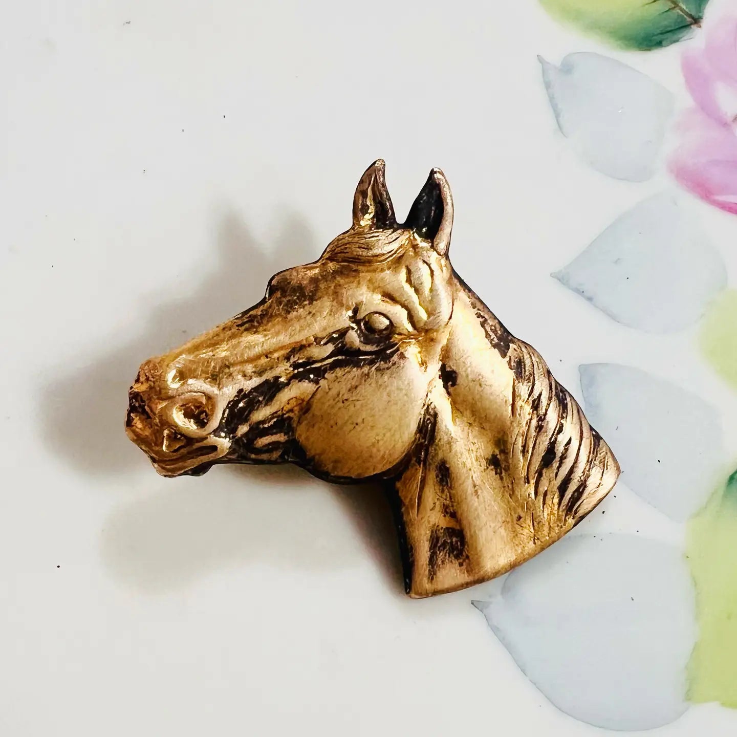 Brass Patina Western Horse Head Hat Pin