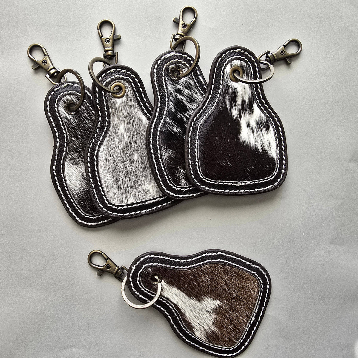 Hair-On Cowhide Keychain – Cow Tag with Leather Borders