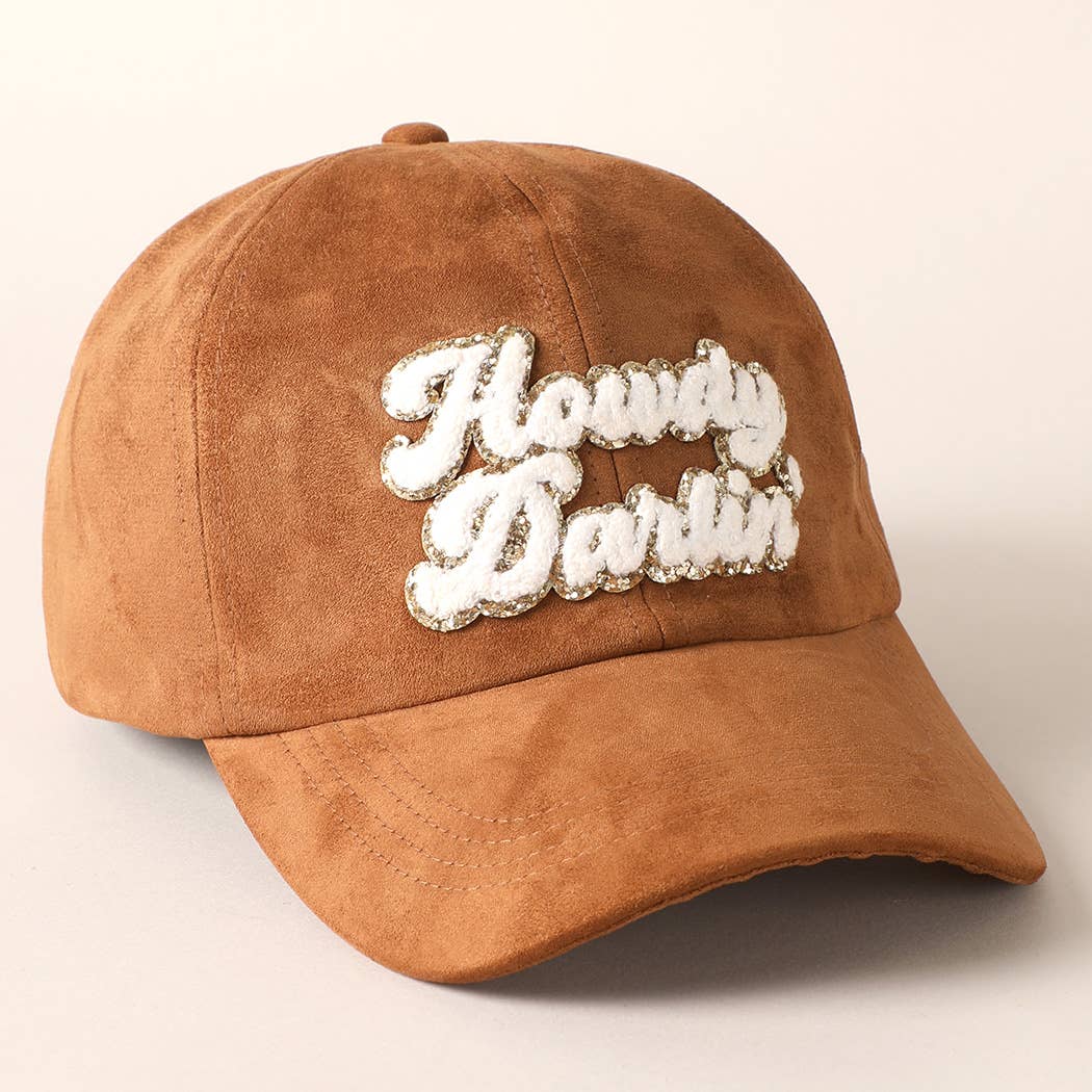 Howdy Darlin Chenille Patch Suede Baseball Cap