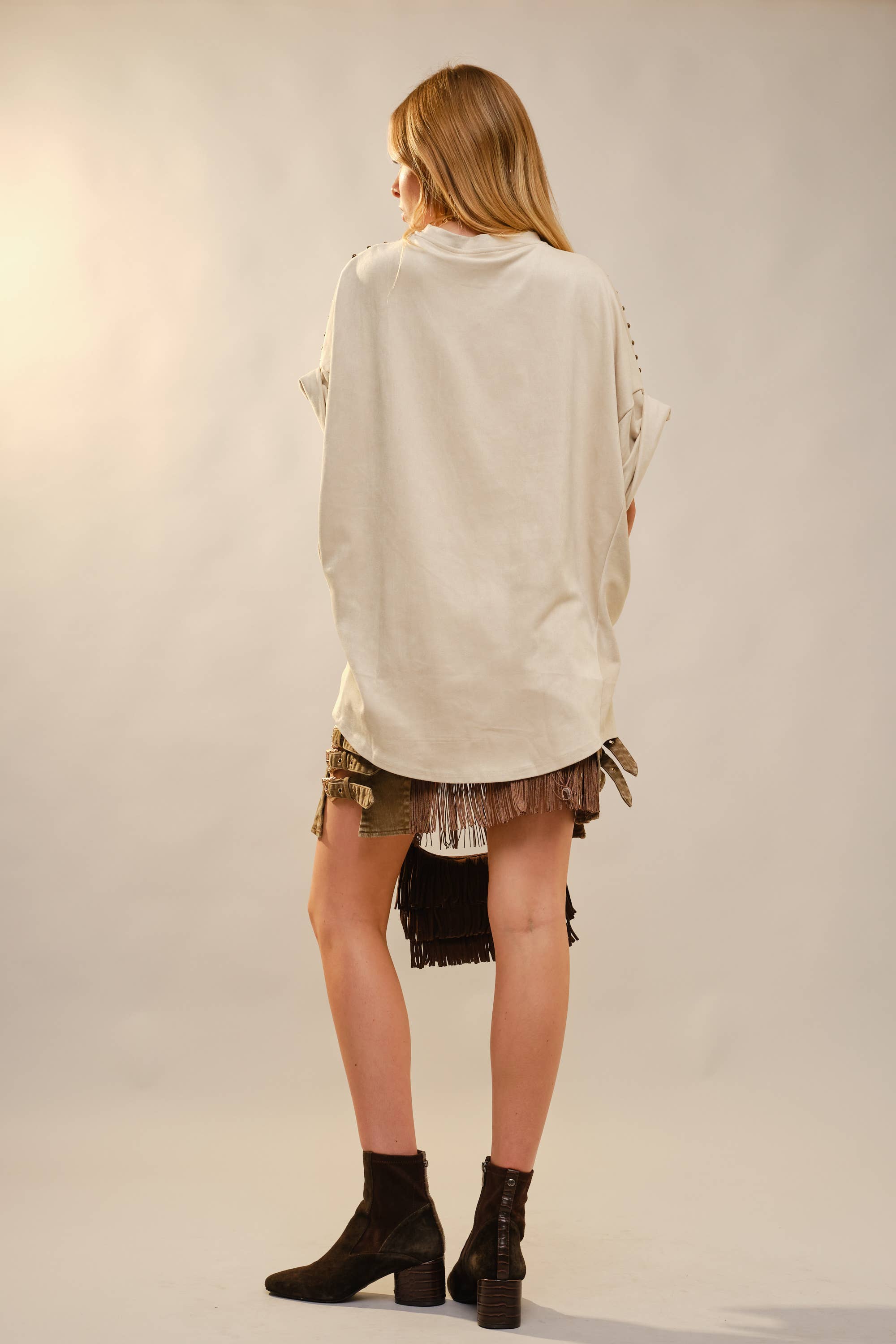 Studded High Low Oversized Tee